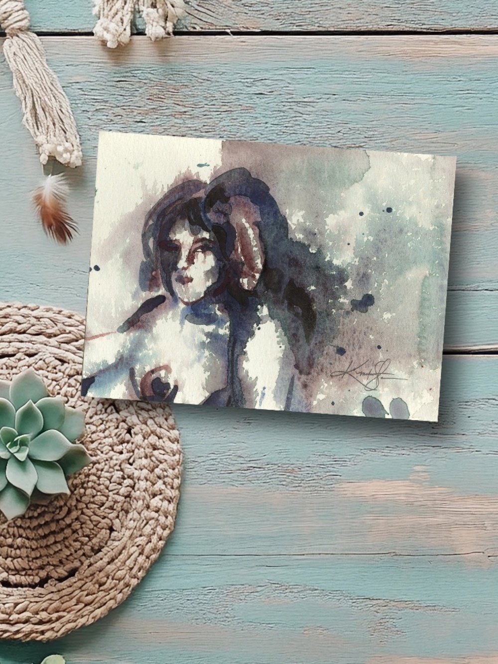 Original Watercolor Abstract Figurative Painting - Watercolor Nude 5
